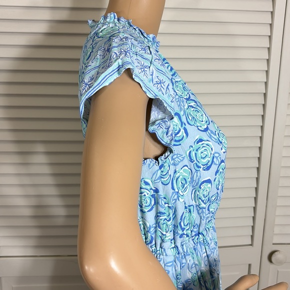 Sail to Sable Floral Mini Ruffled Blue Dress XS - Picture 6 of 13